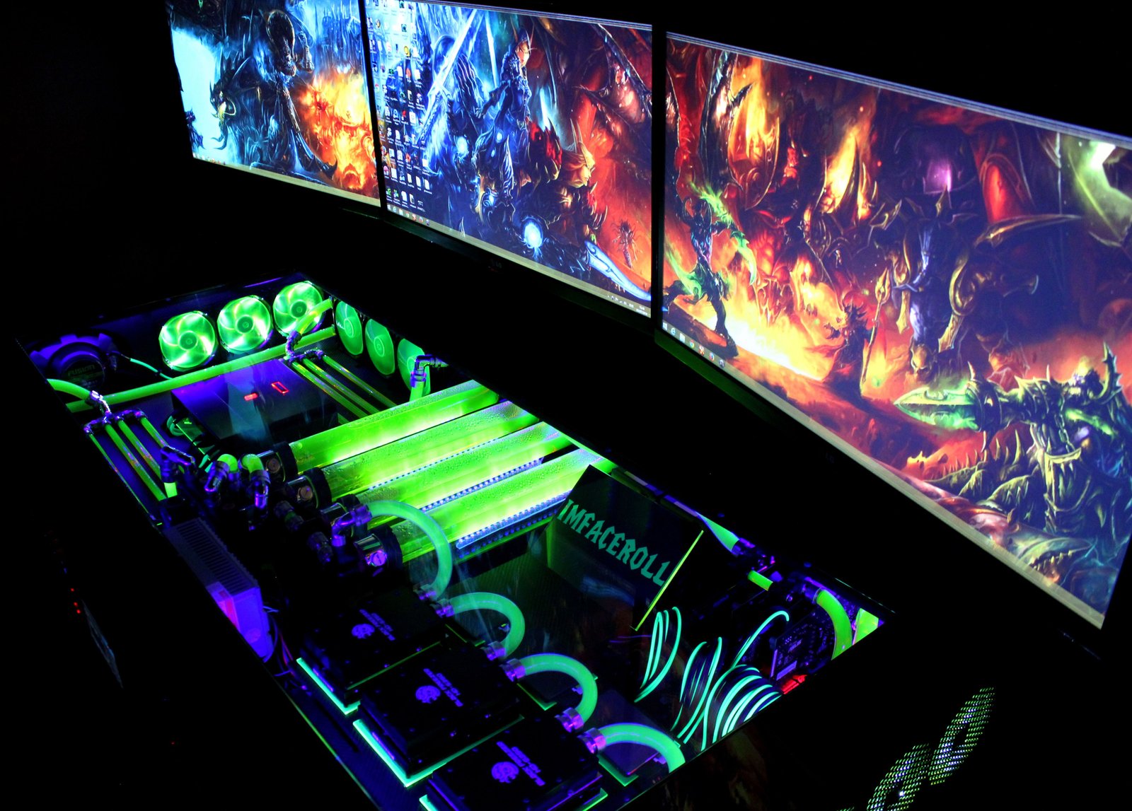 My computer rig tower pc gaming setup liquid cooled wow world of
